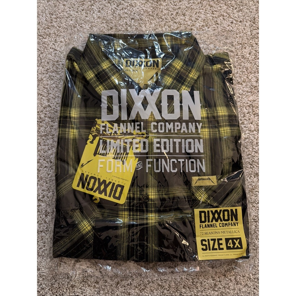 Dixxon Flannel Co Metallica 72 Seasons Plaid Snap Shirt Mens 4XL Yellow Black